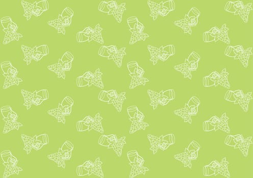 Seamless pattern with grapes on a green background