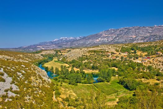 Green valley of Zrmanja river under Velebit mountain, Croatia, Dalmatia