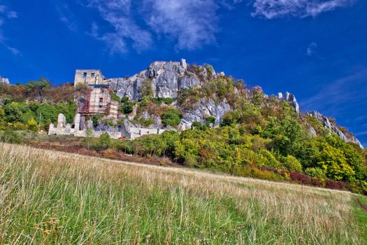 Autumn colors of Kalnik mountain, old fortress on the ridge
