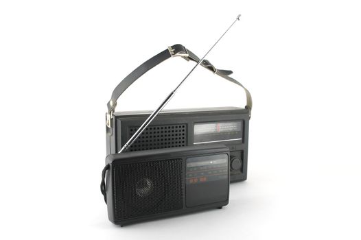 Two pocket radio over white 