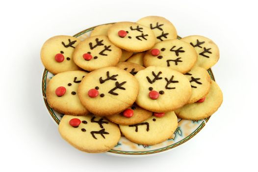 Christmas reindeer cookies on plate