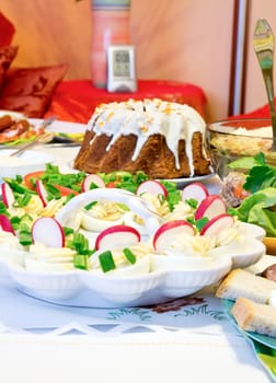 Easter meal on table