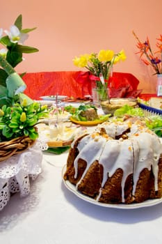 Easter meal on table