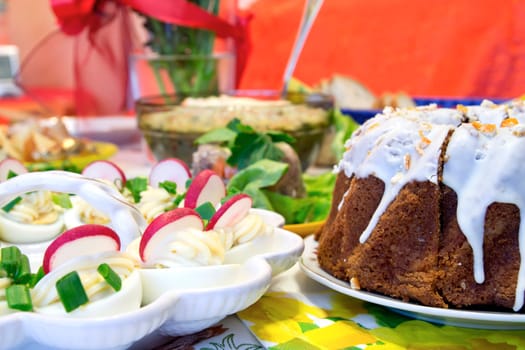 Easter meal on table