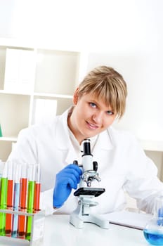 female doctor working in the lab, doing research