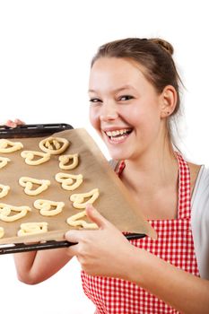 woman baking christmas cookies