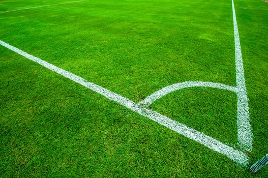 Football (soccer) field corner with white marks