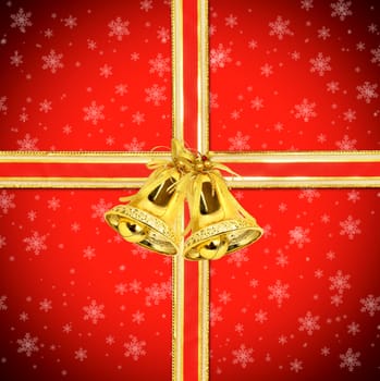 christmas gift with decorative red ribbon bow