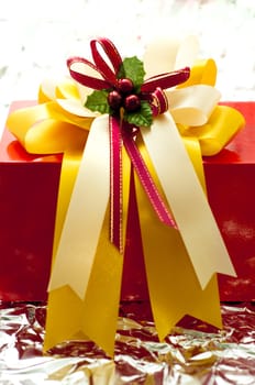 red gift box with ribbon