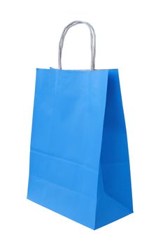 Blue shopping bag isolated on white background