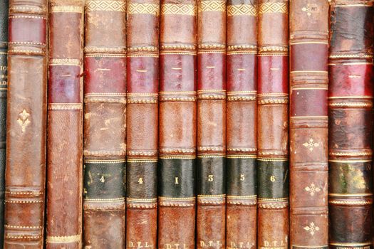 very old historic ancient books on a shelf