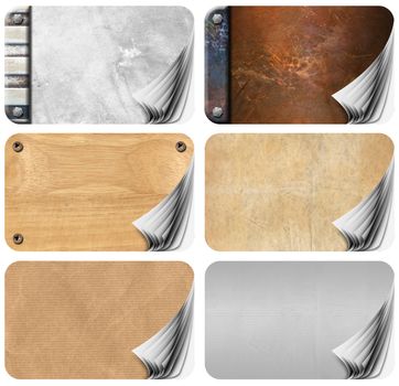 Six grunge backgrounds for the business card with clipping path