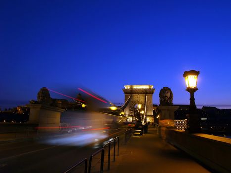 Budapest Chain Bridge at dawn.