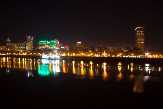Photos of downtown portland oregon at night showing the busy urban city life of this northwest metro area.