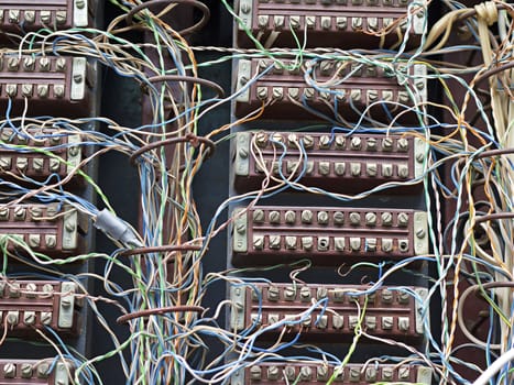 old telephone switchboard  closeup