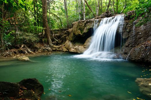 Waterfall in National Park , Kanchanaburi Province , Thailand