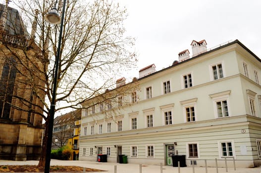 A classic city building in the center of Linz, Austria