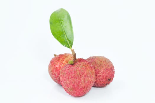 Fresh lychees isolated on white background
