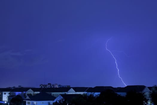 Lightning strike on city