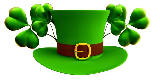 green hat and shamrocks as a symbol of wealth
