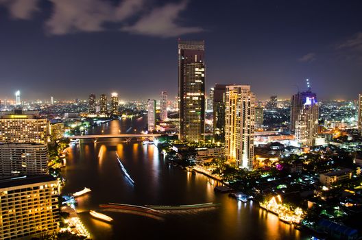 City center of Bangkok Thailand at night.