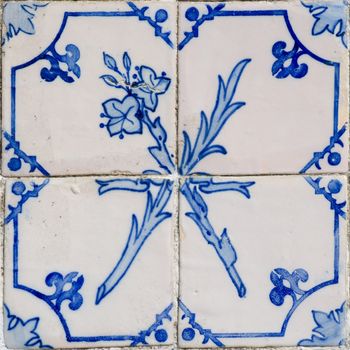 Blue tiles detail of Portuguese glazed.