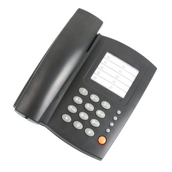 One black telephone isolated on white background.