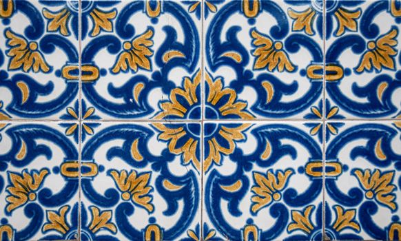 Detail of Portuguese glazed tiles.