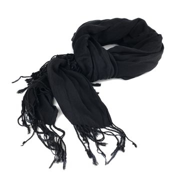 Warm scarf in black isolated on white background.