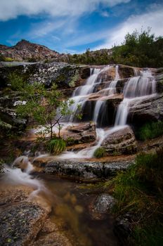Beautiful waterfall in the National Park of Serra da Estrela in Portugal.