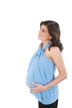 Fashion Portrait of the beautiful pregnant woman. Isolated image