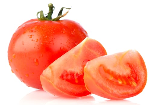Red tomatoes isolated on white background.