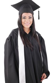 Graduation of a woman dressed in a black gown