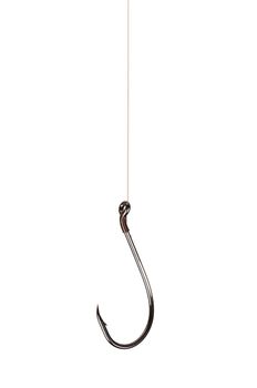 Single fish hook isolated on white background