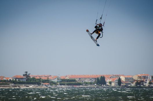 MURTOSA, PORTUGAL - JULY 15: Participant in the Portuguese National Kitesurf Championship 2012 on july 15, 2012 in Murtosa, Portugal.