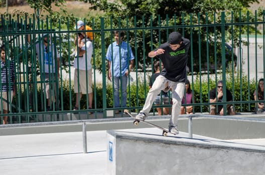 VISEU, PORTUGAL - JULY 22: Unidentified skater at DC Skate challenge by MEO on july 22, 2012 in Viseu, Portugal.