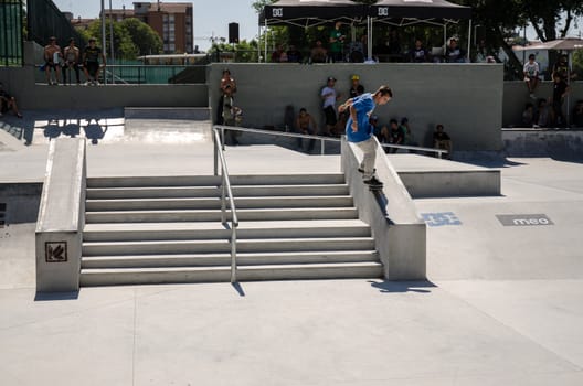 VISEU, PORTUGAL - JULY 22: Filipe Mendes at DC Skate challenge by MEO on july 22, 2012 in Viseu, Portugal.