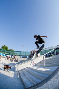 VISEU, PORTUGAL - JULY 22: Ruben Rodrigues at DC Skate challenge by MEO on july 22, 2012 in Viseu, Portugal.