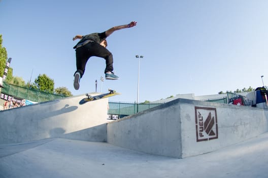 VISEU, PORTUGAL - JULY 22: Ruben Rodrigues at DC Skate challenge by MEO on july 22, 2012 in Viseu, Portugal.