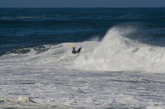 OVAR, PORTUGAL - AUGUST 16: Antonio Cardoso at 1st Stage of the National Open Bodyboard Championship on august 16, 2012 in Ovar, Portugal.