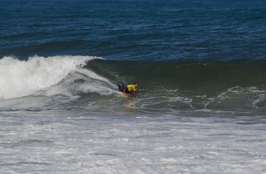 OVAR, PORTUGAL - AUGUST 16: Marco Lopes at 1st Stage of the National Open Bodyboard Championship on august 16, 2012 in Ovar, Portugal.