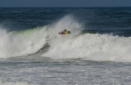 OVAR, PORTUGAL - AUGUST 16: Marco Lopes at 1st Stage of the National Open Bodyboard Championship on august 16, 2012 in Ovar, Portugal.