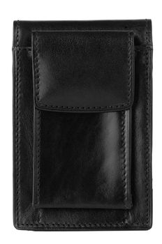 Leather case for smartphone isolated on white background.
