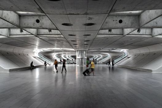 Travellers at a metro station