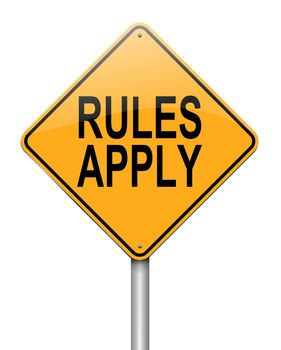 Illustration depicting a roadsign with a rules concept. White background.