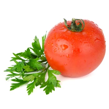 Red tomato isolated on white background.