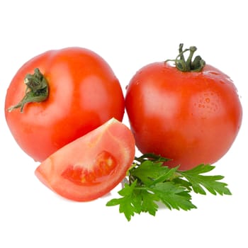 Red tomatoes isolated on white background.