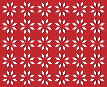 Christmas red background with white stylized snowflakes