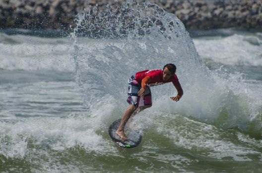 ESPINHO, PORTUGAL - JULY 08: Hugo Santos in the Exile Skim Norte Open 2012 on july 08, 2012 in Espinho, Portugal.