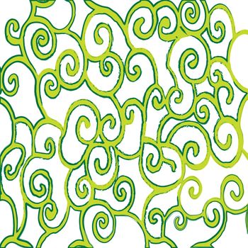 Retro green spirals pattern background.